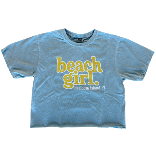 Beach Girl Okaloosa Island Crop Tee - Denim